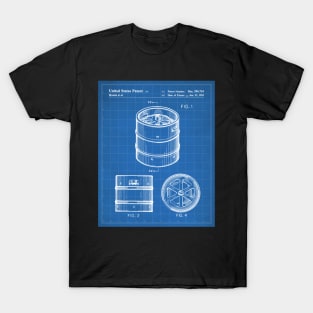 Beer Keg Patent - Beer Lover Craft Ale Art - Blueprint T-Shirt